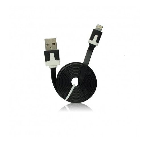 iPhone 5S/5/5C/6/P Plus/iPad Mini Flat Data Cable IOS 9 black 1m