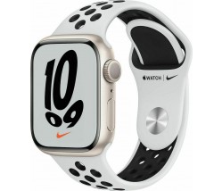 Apple Watch Series 7 Nike Cellular Aluminium 45mm Αδιάβροχο με eSIM και Παλμογράφο (Starlight)