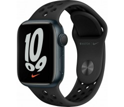 Apple Watch Series 7 Nike Cellular Aluminium 45mm Αδιάβροχο με Παλμογράφο (Midnight)
