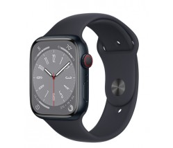 Apple Watch Series 8 Aluminium 41mm Αδιάβροχο με Παλμογράφο (Midnight  with Midnight Sport Band) EU